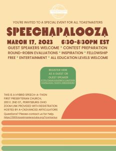 Sppechapalooza special event graphic lists information about this special event.